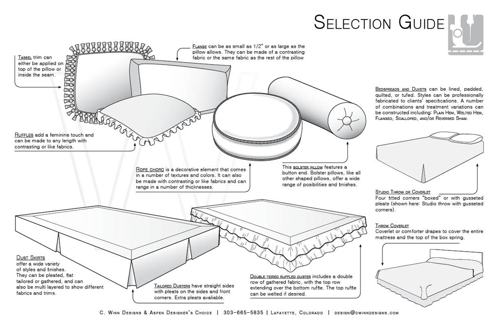 pillow and bedding selection guide by C.Winn Designs Inc.
